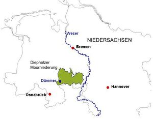 Karte des Landkreises Diepholz mit Lage des Barver Moors (Quelle: Stiftung Naturschutz im LK Diepholz)